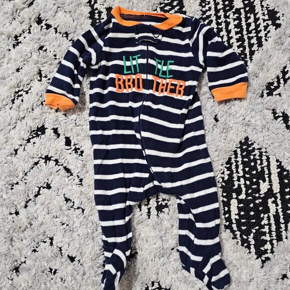Carter's Baby Boy Long Sleeve Little Brother Zip Up Footie Sleeper 3M - Picture 1 of 3
